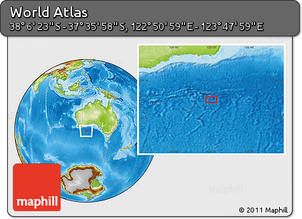 Physical Location Map of the Area around 37° 51' 10" S, 123° 19' 29" E