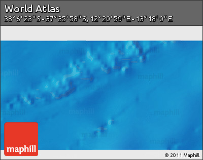 Physical 3D Map of the Area around 37° 51' 10" S, 12° 49' 29" E