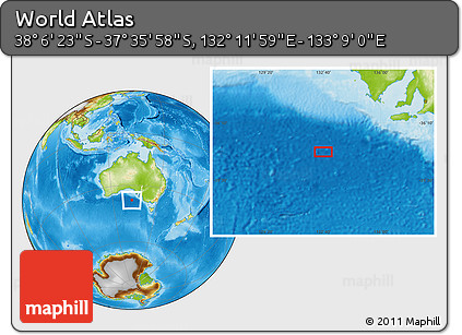 Physical Location Map of the Area around 37° 51' 10" S, 132° 40' 30" E