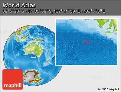 Physical Location Map of the Area around 37° 51' 10" S, 132° 40' 30" E