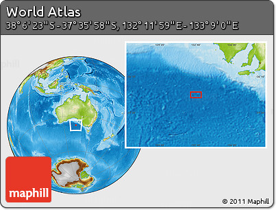 Physical Location Map of the Area around 37° 51' 10" S, 132° 40' 30" E