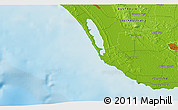 Physical 3D Map of the area around 37° 51' 10" S, 140° 19' 29" E