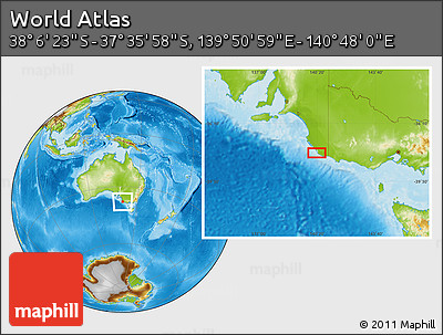 Physical Location Map of the Area around 37° 51' 10" S, 140° 19' 29" E