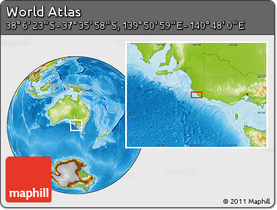 Physical Location Map of the Area around 37° 51' 10" S, 140° 19' 29" E
