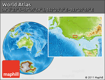 Physical Location Map of the Area around 37° 51' 10" S, 142° 52' 30" E