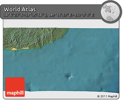 Satellite 3D Map of the Area around 37° 51' 10" S, 149° 40' 30" E