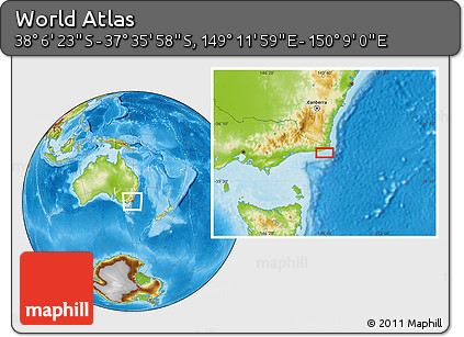 Physical Location Map of the Area around 37° 51' 10" S, 149° 40' 30" E