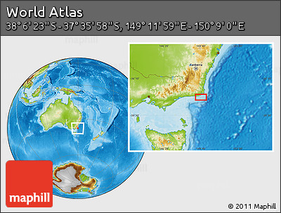 Physical Location Map of the Area around 37° 51' 10" S, 149° 40' 30" E