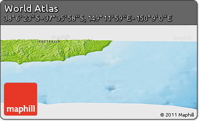 Physical Panoramic Map of the Area around 37° 51' 10" S, 149° 40' 30" E