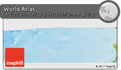 Physical Panoramic Map of the Area around 37° 51' 10" S, 174° 19' 29" E