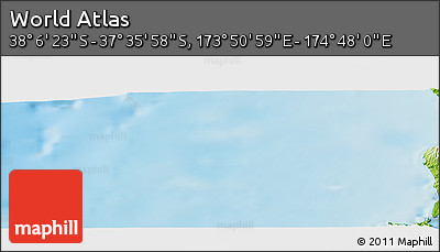 Physical Panoramic Map of the Area around 37° 51' 10" S, 174° 19' 29" E