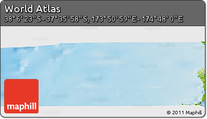 Physical Panoramic Map of the Area around 37° 51' 10" S, 174° 19' 29" E
