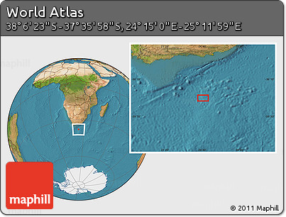 Satellite Location Map of the Area around 37° 51' 10" S, 24° 43' 30" E