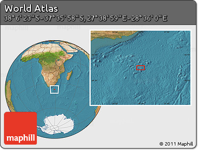 Satellite Location Map of the Area around 37° 51' 10" S, 28° 7' 30" E