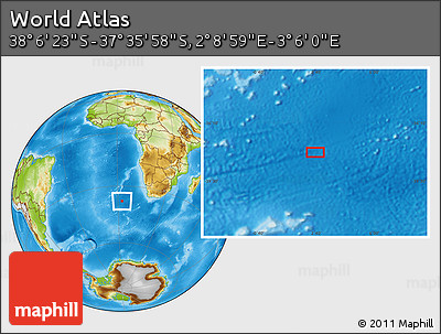Physical Location Map of the Area around 37° 51' 10" S, 2° 37' 30" E