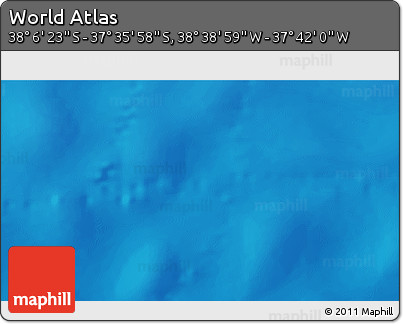 Shaded Relief 3D Map of the Area around 37° 51' 10" S, 38° 10' 29" W