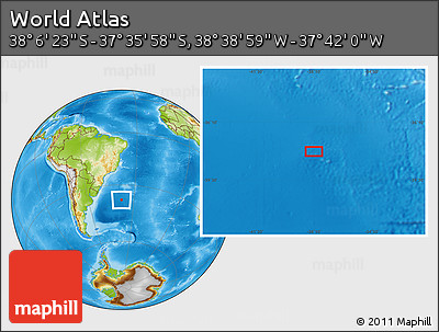 Physical Location Map of the Area around 37° 51' 10" S, 38° 10' 29" W