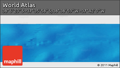 Shaded Relief Panoramic Map of the Area around 37° 51' 10" S, 38° 10' 29" W