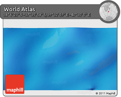 Physical 3D Map of the Area around 37° 51' 10" S, 40° 1' 29" E