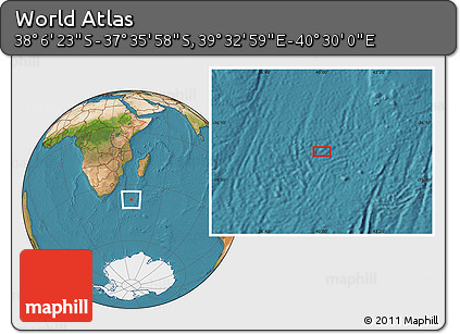 Satellite Location Map of the Area around 37° 51' 10" S, 40° 1' 29" E