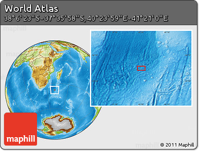 Physical Location Map of the Area around 37° 51' 10" S, 40° 52' 30" E