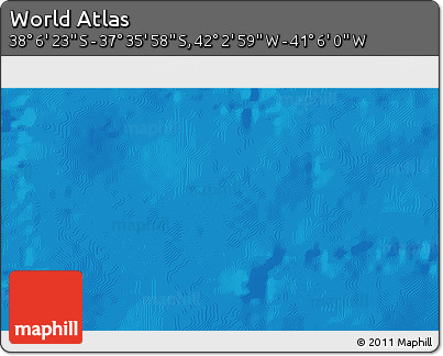 Physical 3D Map of the Area around 37° 51' 10" S, 41° 34' 30" W