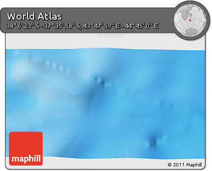 Shaded Relief 3D Map of the Area around 37° 51' 10" S, 44° 16' 29" E