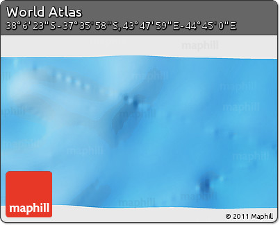 Shaded Relief 3D Map of the Area around 37° 51' 10" S, 44° 16' 29" E