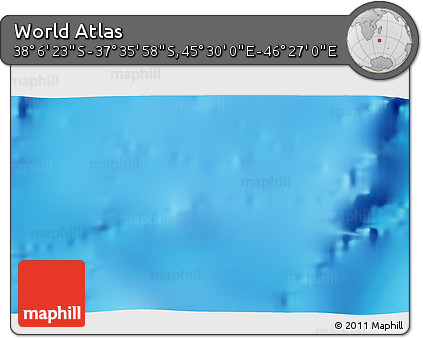 Physical 3D Map of the Area around 37° 51' 10" S, 45° 58' 30" E