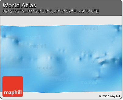 Physical 3D Map of the Area around 37° 51' 10" S, 48° 31' 29" E