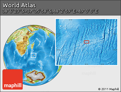 Physical Location Map of the Area around 37° 51' 10" S, 48° 31' 29" E