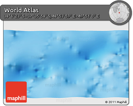 Physical 3D Map of the Area around 37° 51' 10" S, 49° 22' 30" E