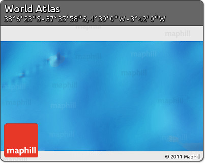 Shaded Relief 3D Map of the Area around 37° 51' 10" S, 4° 10' 30" W