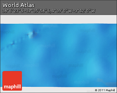 Shaded Relief 3D Map of the Area around 37° 51' 10" S, 4° 10' 30" W