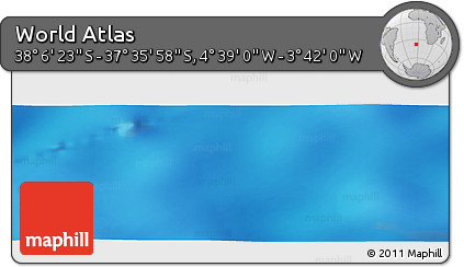 Shaded Relief Panoramic Map of the Area around 37° 51' 10" S, 4° 10' 30" W