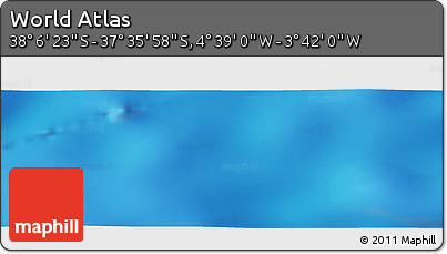 Shaded Relief Panoramic Map of the Area around 37° 51' 10" S, 4° 10' 30" W