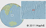 Savanna Style Location Map of the area around 37° 51' 10" S, 51° 4' 30" E, hill shading