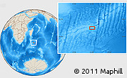 Shaded Relief Location Map of the area around 37° 51' 10" S, 51° 4' 30" E