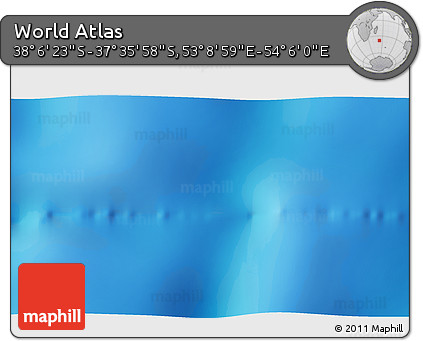 Physical 3D Map of the Area around 37° 51' 10" S, 53° 37' 30" E