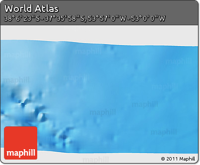 Physical 3D Map of the Area around 37° 51' 10" S, 53° 28' 30" W