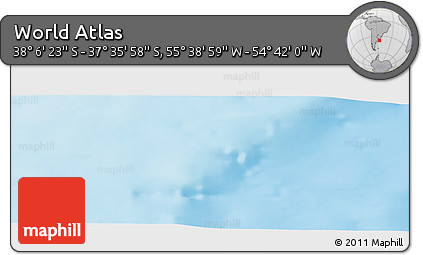 Shaded Relief Panoramic Map of the Area around 37° 51' 10" S, 55° 10' 29" W