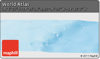 Shaded Relief Panoramic Map of the Area around 37° 51' 10" S, 55° 10' 29" W