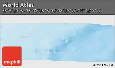 Shaded Relief Panoramic Map of the Area around 37° 51' 10" S, 55° 10' 29" W