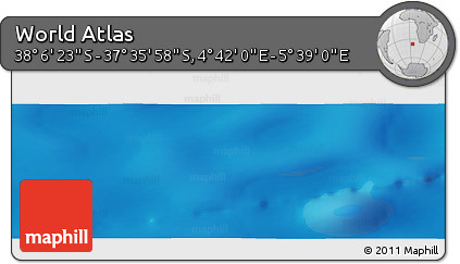 Physical Panoramic Map of the Area around 37° 51' 10" S, 5° 10' 30" E