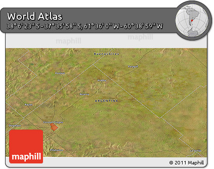 Satellite 3D Map of the Area around 37° 51' 10" S, 61° 7' 30" W