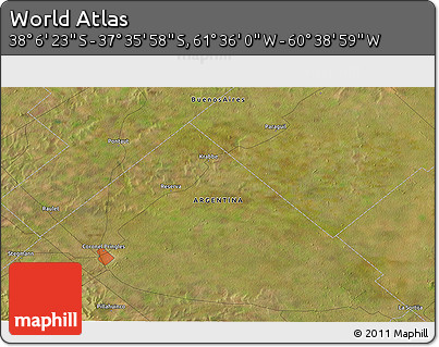Satellite 3D Map of the Area around 37° 51' 10" S, 61° 7' 30" W