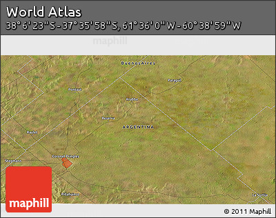 Satellite 3D Map of the Area around 37° 51' 10" S, 61° 7' 30" W