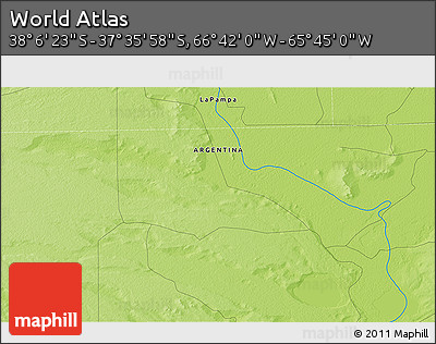 Physical 3D Map of the Area around 37° 51' 10" S, 66° 13' 29" W