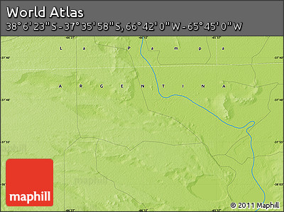 Physical Map of the Area around 37° 51' 10" S, 66° 13' 29" W