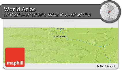 Physical Panoramic Map of the Area around 37° 51' 10" S, 66° 13' 29" W